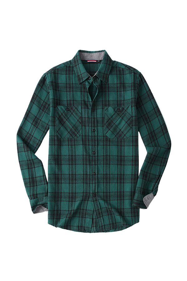 Wrinkle-Free Button-Down Flannel Shirt